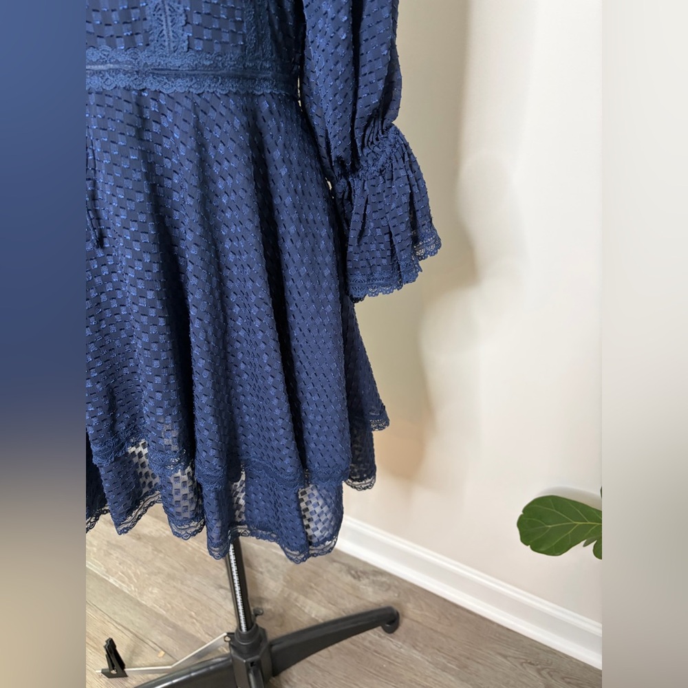 Alice + Olivia Navy Ruffled Dress - Picture 3 of 6